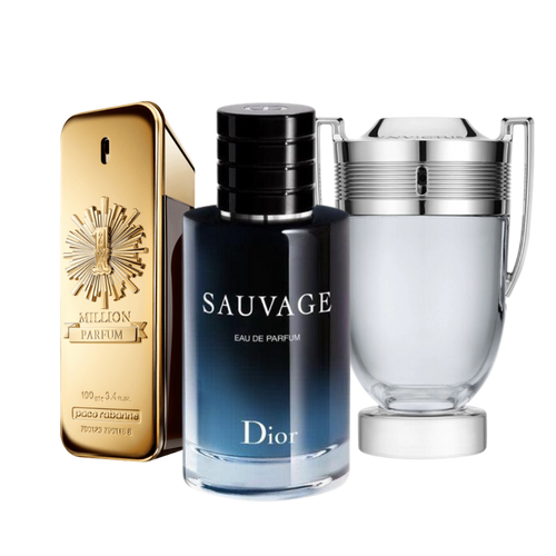 3 Perfumes Paco Rabanne ONE MILLION, Dior SAUVAGE and Paco Rabanne INVICTUS (Eau de Parfum)