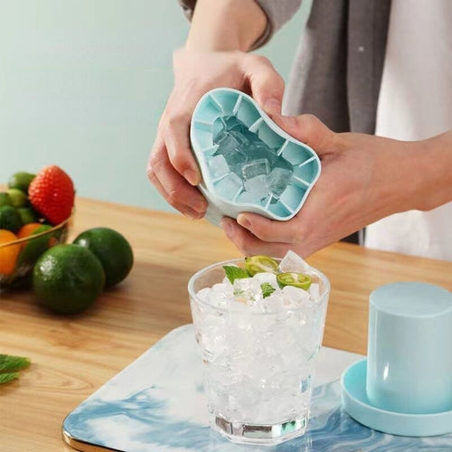 Round Silicone Ice Cube Tray with Lid